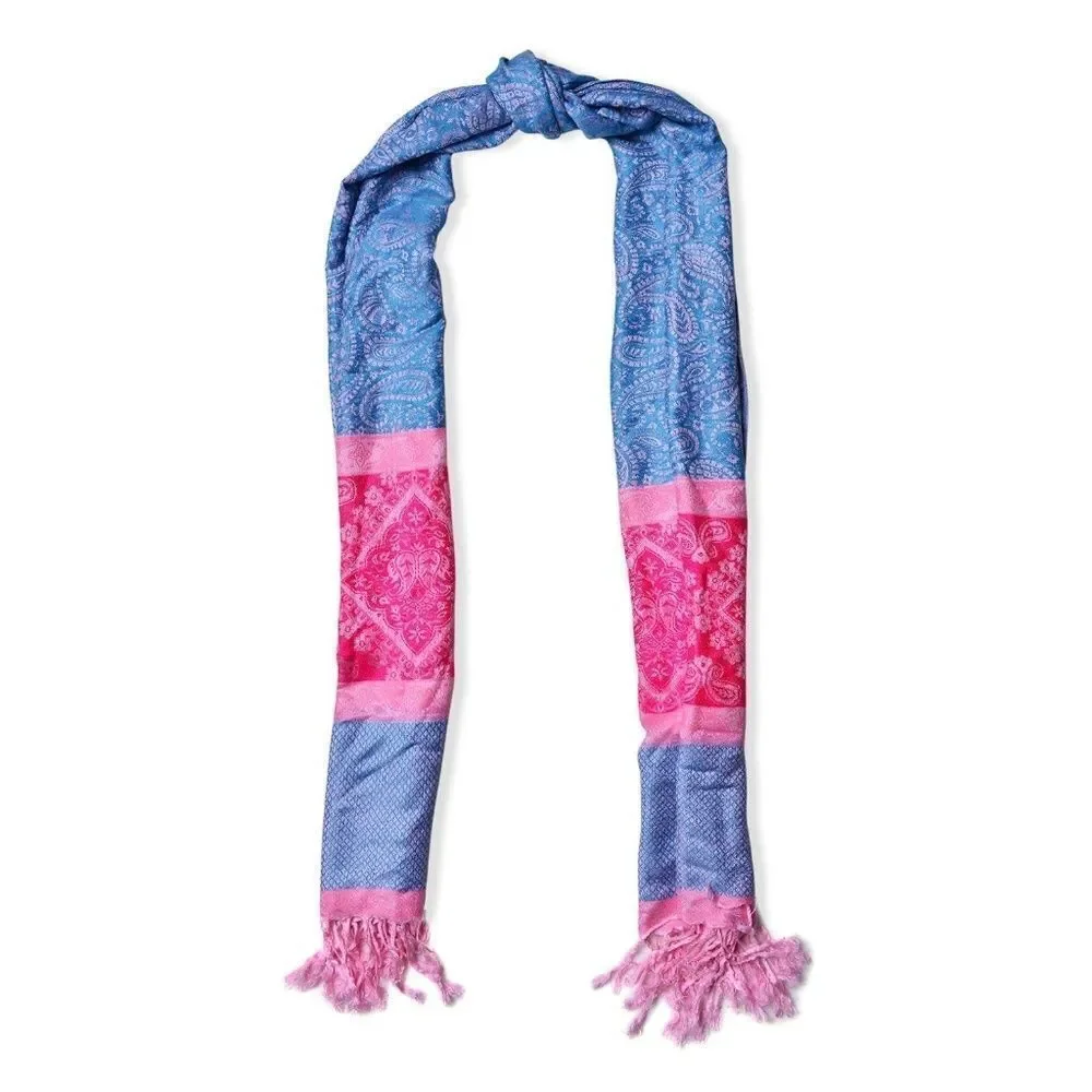 Scarf and Earring Set Fuchsia and Blue